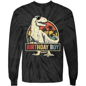 Birthday Dino T Rex Dinosaur Matching Family Tie-Dye Long Sleeve Shirt