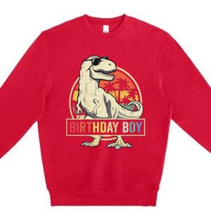 Birthday Dino T Rex Dinosaur Matching Family Premium Crewneck Sweatshirt