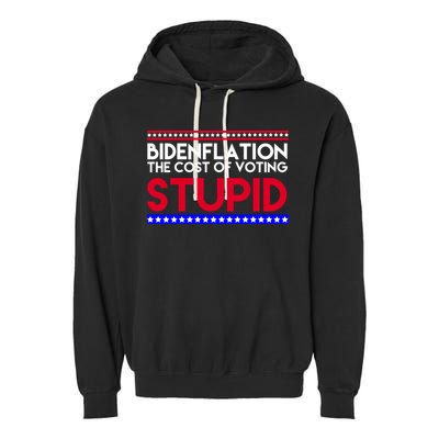 Bidenflation Definition The Cost Of Voting Stupid Anti Biden Garment-Dyed Fleece Hoodie