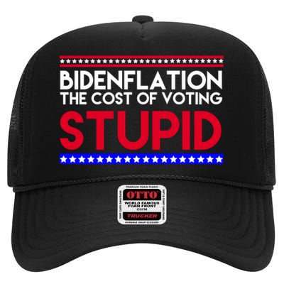 Bidenflation Definition The Cost Of Voting Stupid Anti Biden High Crown Mesh Back Trucker Hat