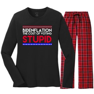 Bidenflation Definition The Cost Of Voting Stupid Anti Biden Women's Long Sleeve Flannel Pajama Set 