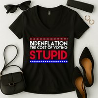 Bidenflation Definition The Cost Of Voting Stupid Anti Biden Women's V-Neck T-Shirt
