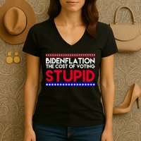 Bidenflation Definition The Cost Of Voting Stupid Anti Biden Women's V-Neck T-Shirt