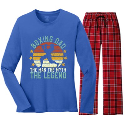 Boxing Dad The The Myth The Legend Ex Boxer And Coach Gift Women's Long Sleeve Flannel Pajama Set 