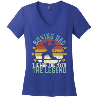 Boxing Dad The The Myth The Legend Ex Boxer And Coach Gift Women's V-Neck T-Shirt