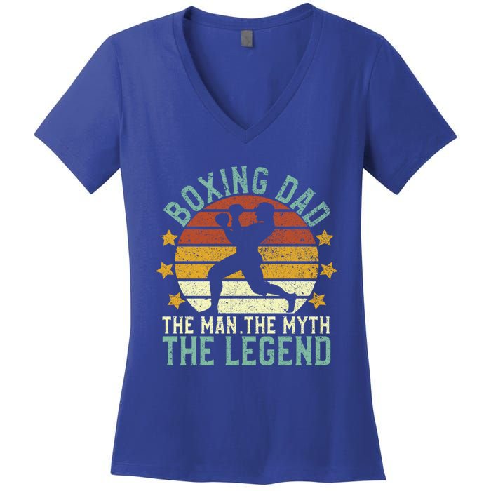 Boxing Dad The The Myth The Legend Ex Boxer And Coach Gift Women's V-Neck T-Shirt