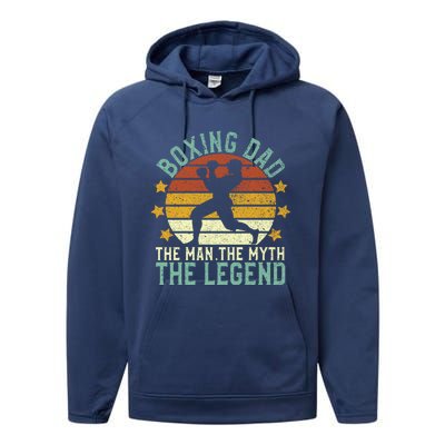 Boxing Dad The The Myth The Legend Ex Boxer And Coach Gift Performance Fleece Hoodie