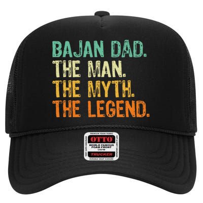 Bajan Dad The Man The Myth The Legend High Crown Mesh Back Trucker Hat