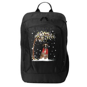 Boxer Dog Tree Christmas Snow Pajama Xmas Dog Lover Gift City Backpack