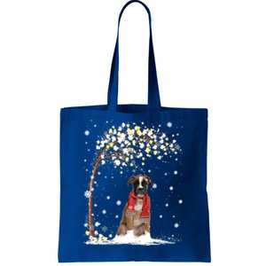 Boxer Dog Tree Christmas Snow Pajama Xmas Dog Lover Gift Tote Bag