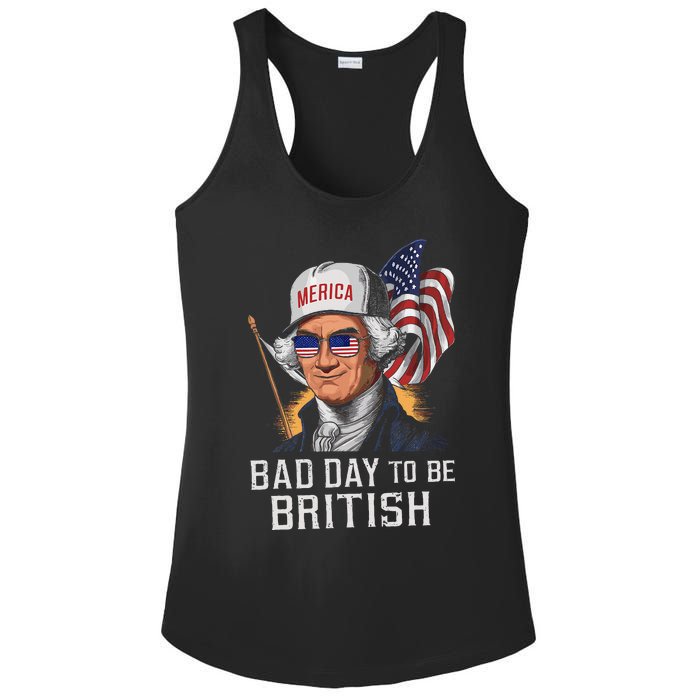 Bad Day To Be British Patriotic George Washington Ladies PosiCharge Competitor Racerback Tank