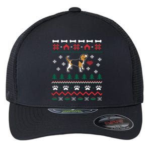 Beagle Dog Ugly Christmas Sweater Xmas Flexfit Unipanel Trucker Cap