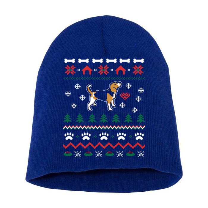 Beagle Dog Ugly Christmas Sweater Xmas Short Acrylic Beanie