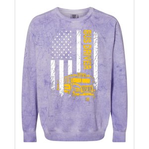 Bus Driver Usa American Flag Funny School Bus Driver Colorblast Crewneck Sweatshirt