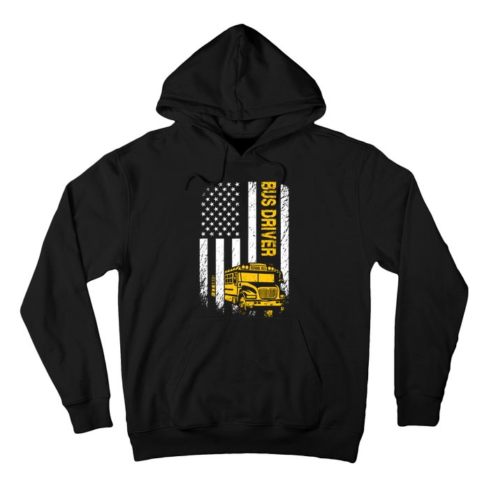 Bus Driver Usa American Flag Funny School Bus Driver Hoodie