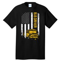 Bus Driver Usa American Flag Funny School Bus Driver Tall T-Shirt