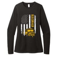 Bus Driver Usa American Flag Funny School Bus Driver Womens CVC Long Sleeve Shirt