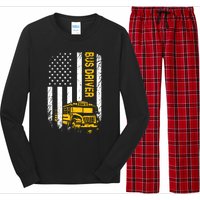 Bus Driver Usa American Flag Funny School Bus Driver Long Sleeve Pajama Set