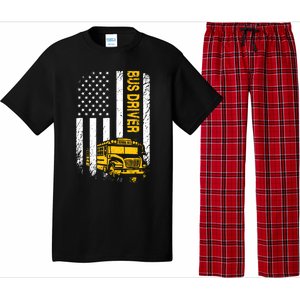 Bus Driver Usa American Flag Funny School Bus Driver Pajama Set