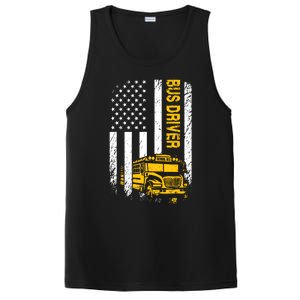 Bus Driver Usa American Flag Funny School Bus Driver PosiCharge Competitor Tank