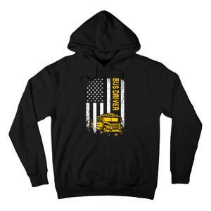 Bus Driver Usa American Flag Funny School Bus Driver Tall Hoodie