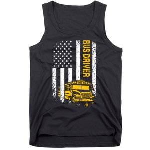 Bus Driver Usa American Flag Funny School Bus Driver Tank Top