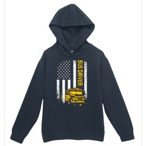 Bus Driver Usa American Flag Funny School Bus Driver Urban Pullover Hoodie