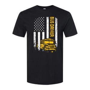 Bus Driver Usa American Flag Funny School Bus Driver Softstyle CVC T-Shirt