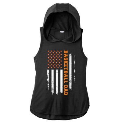 Basketball Dad USA US Flag Basketball Ladies PosiCharge Tri-Blend Wicking Draft Hoodie Tank