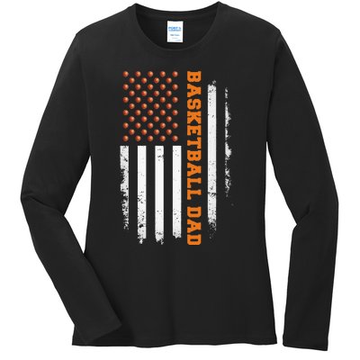 Basketball Dad USA US Flag Basketball Ladies Long Sleeve Shirt