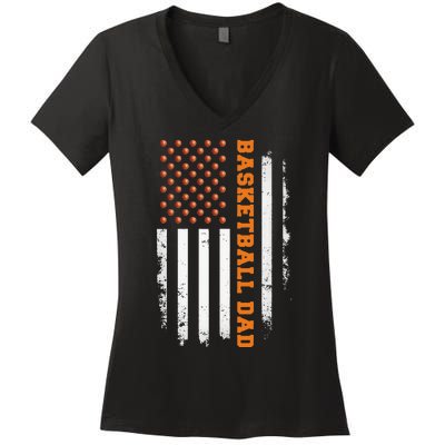 Basketball Dad USA US Flag Basketball Women's V-Neck T-Shirt