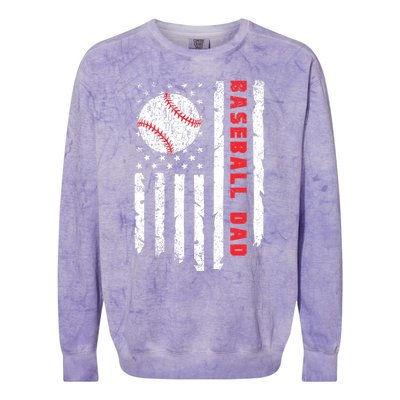 Baseball Dad Usa American Flag Patriotic Dad FatherS Day Colorblast Crewneck Sweatshirt