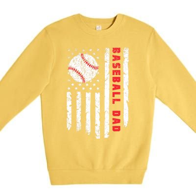 Baseball Dad Usa American Flag Patriotic Dad FatherS Day Premium Crewneck Sweatshirt