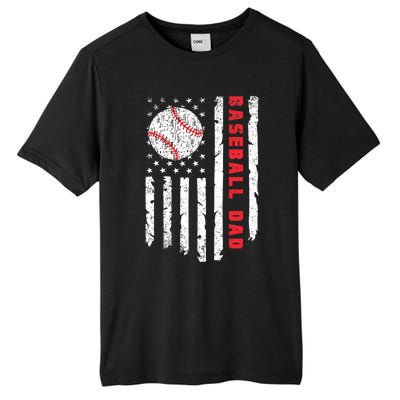 Baseball Dad Usa American Flag Patriotic Dad FatherS Day Tall Fusion ChromaSoft Performance T-Shirt