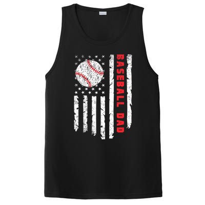 Baseball Dad Usa American Flag Patriotic Dad FatherS Day PosiCharge Competitor Tank