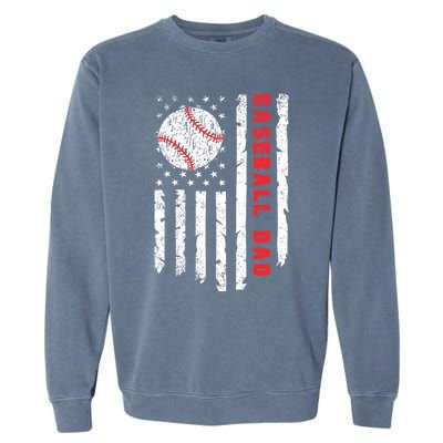 Baseball Dad Usa American Flag Patriotic Dad FatherS Day Garment-Dyed Sweatshirt