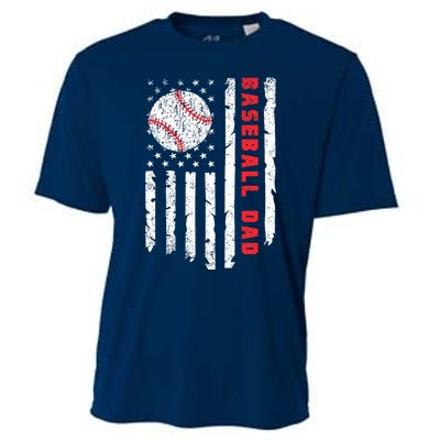 Baseball Dad Usa American Flag Patriotic Dad FatherS Day Cooling Performance Crew T-Shirt