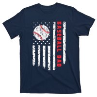 Baseball Dad Usa American Flag Patriotic Dad FatherS Day T-Shirt