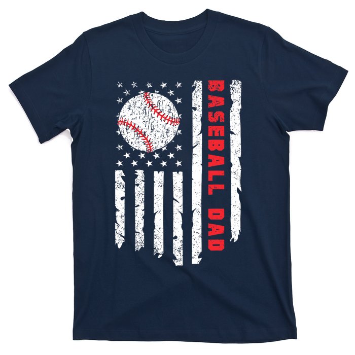 Baseball Dad Usa American Flag Patriotic Dad FatherS Day T-Shirt