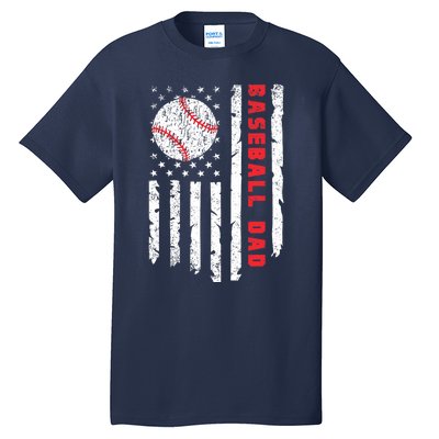 Baseball Dad Usa American Flag Patriotic Dad FatherS Day Tall T-Shirt