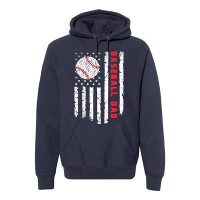 Baseball Dad Usa American Flag Patriotic Dad FatherS Day Premium Hoodie