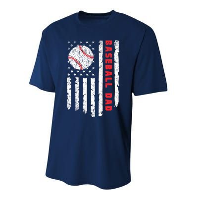 Baseball Dad Usa American Flag Patriotic Dad FatherS Day Performance Sprint T-Shirt