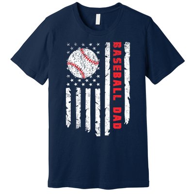 Baseball Dad Usa American Flag Patriotic Dad FatherS Day Premium T-Shirt