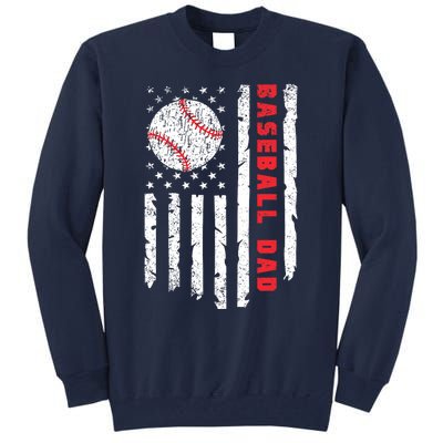 Baseball Dad Usa American Flag Patriotic Dad FatherS Day Tall Sweatshirt