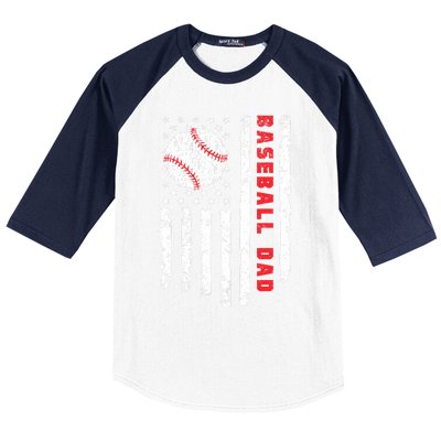 Baseball Dad Usa American Flag Patriotic Dad FatherS Day Baseball Sleeve Shirt