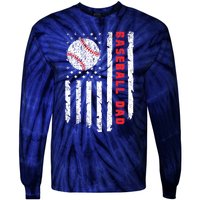 Baseball Dad Usa American Flag Patriotic Dad FatherS Day Tie-Dye Long Sleeve Shirt