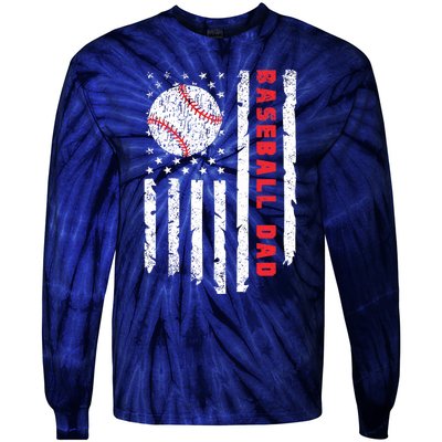 Baseball Dad Usa American Flag Patriotic Dad FatherS Day Tie-Dye Long Sleeve Shirt