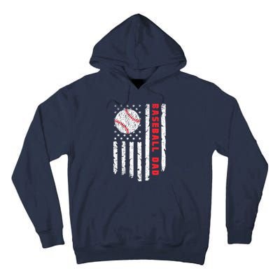 Baseball Dad Usa American Flag Patriotic Dad FatherS Day Tall Hoodie