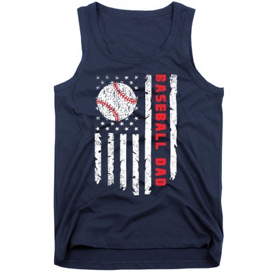 Baseball Dad Usa American Flag Patriotic Dad FatherS Day Tank Top