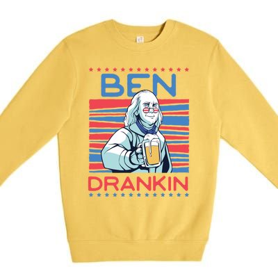 Ben Drankin Us Beer President Benjamin Franklin Great Gift Premium Crewneck Sweatshirt